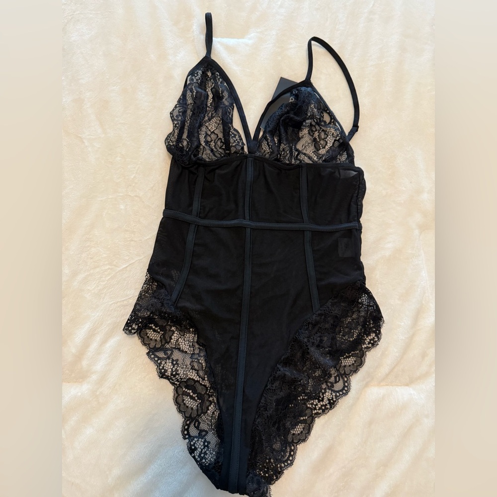 Fashion Nova Black Sheer Mesh and Lace Lingerie. Size Small NWT